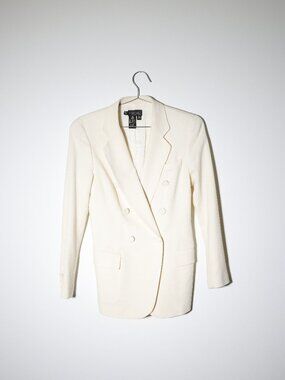 Episode 100% Wool Double Breasted Blazer Womens 4 Ivory Career Jacket